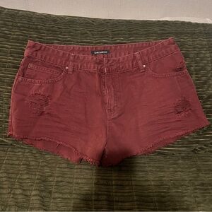 Billabong Women's Dark Red Distressed Jean Shorts